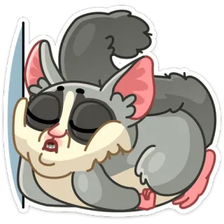 😴 petauro-do-açúcar, animal, sonolento, fofo, desenho animado telegram sticker