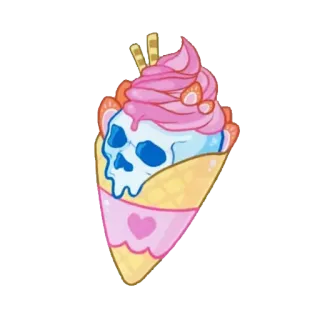 🍧 caveira, sorvete, morango, sobremesa, doce, crepe telegram sticker