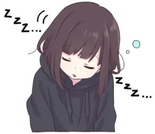 😴 ZZZZZZ... śpiąca, zmęczona, anime, dziewczyna, zzz, drzemka, kawaii telegram sticker