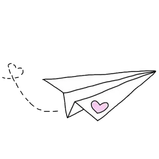 ❤ avión de papel, corazón, amor, viajes, dibujos animados telegram sticker