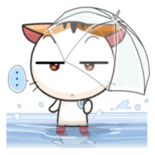 🌧 gato, guarda-chuva, chuva, triste, desenho animado telegram sticker