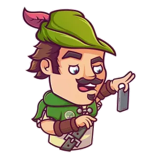 📱 Robin Hood Robin Hood, Desenho animado, Arqueiro, Fora da lei, Verde, Arco e flecha telegram sticker