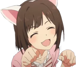 😀 Anime, Katzenohren, Kawaii, Süß, Cartoon, Fröhlich, Mädchen telegram sticker