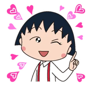 ❤ Anime, Fille, Mignon, Coeurs, Clin d'œil telegram sticker