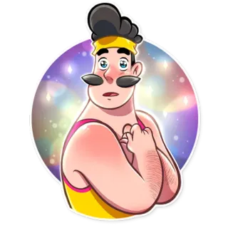 😳 만화, 콧수염, 남자, 피트니스, 80년대, 운동 telegram sticker