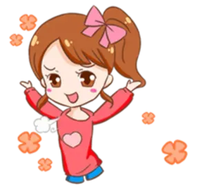 😭 Desenho animado, Menina, Feliz, Laço, Fofo whatsapp sticker