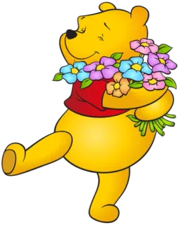 💐 Winnie the Pooh Ursinho Pooh, Desenho animado, Disney, Urso, Flores, Amizade telegram sticker