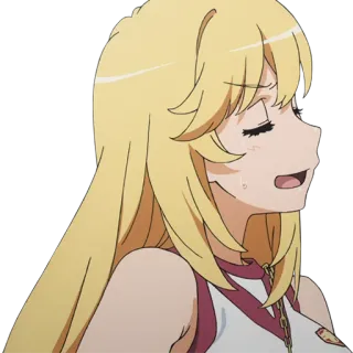 😅 аниме, блондинка, грустный, слеза, плачущая, женщина telegram sticker
