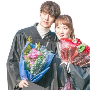 ❤️ remise de diplôme, couple, fleurs, toge, fête, romance telegram sticker