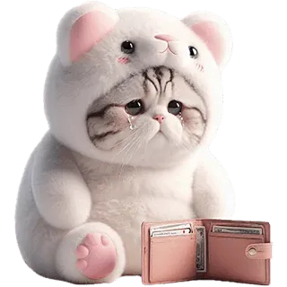 😓 kat, verdrietig, portemonnee, geld, kostuum, schattig telegram sticker