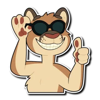 😎 Puma, Okulary przeciwsłoneczne, Kciuk w górę, Zwierzę, Kreskówka, Fajny telegram sticker