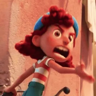😖 Giulia Marcovaldo Luca Cartoon, Animation, Disney, Pixar, Wütend, Giulia, Luca telegram sticker