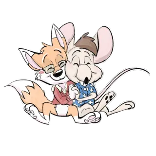 🐭 Cartoon, Fuchs, Maus, Freundschaft, süß, Tier telegram sticker