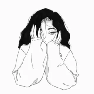 🎈 woman, girl, hair, face, fashion, cartoon, aesthetic, drawing, illustration whatsapp sticker