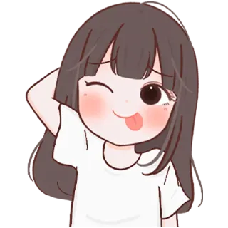 😜 Cartoon, Mädchen, Zwinkern, Süß, Sticker telegram sticker