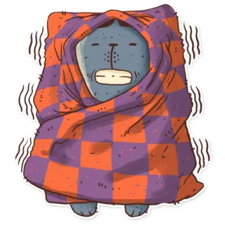 🥶 หนาว, ผ้าห่ม, สั่น, การ์ตูน, น่ารัก, อบอุ่น telegram sticker