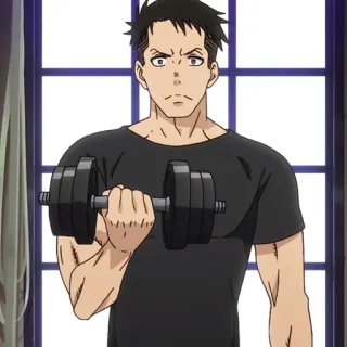 🧯 anime, exercise, weightlifting, dumbbell, fitness telegram sticker
