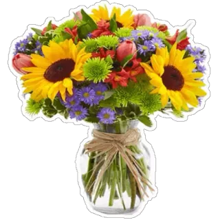 🌸 flowers, bouquet, sunflower, vase, floral, arrangement whatsapp sticker