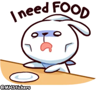 🤤 I need FOOD essen, hase, hungrig, cartoon, tier, brauchen, meme telegram sticker