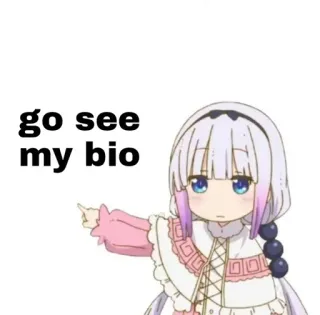 🙂 Kanna Kamui Miss Kobayashi's Dragon Maid go see my bio kanna kamui, miss kobayashi's dragon maid, anime, pointing, go see my bio telegram sticker