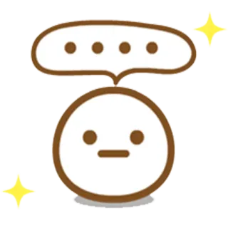 😐 emoji, pensando, pontos, balão, marrom, fofo, expressão, brilho whatsapp sticker
