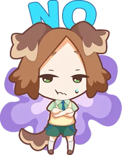 👎 NO perro, no, dibujos animados, personaje, chibi, desacuerdo, protesta whatsapp sticker