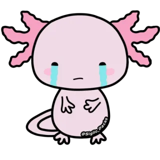 😭 ajolote, triste, llorando, lindo, rosa whatsapp sticker