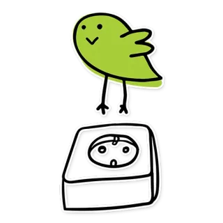 ⚡ 새, 초록색, 귀여운, 만화 telegram sticker