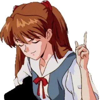 ☝ Asuka Langley Soryu Neon Genesis Evangelion 애니메이션, 여자, 제스처, 가운데 손가락, 아스카, 에반게리온 telegram sticker