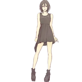 👗 Anime, Meisje, Jurk, Laarzen, Mode, Illustratie, Vrouw telegram sticker