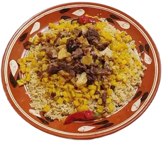 🍚 jedzenie, danie, pilaw, ryż, mięso, kuchnia środkowoazjatycka, tradycyjne jedzenie telegram sticker