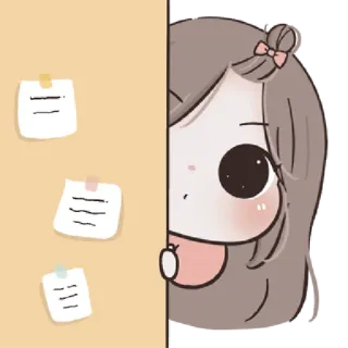 🩰 fofo, menina, desenho animado, kawaii, notas, memo, espiar telegram sticker