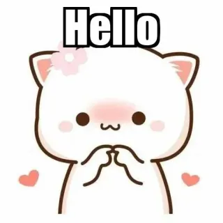 ⚜ Hello salut, chat, mignon, kawaii, animal, salutation whatsapp sticker
