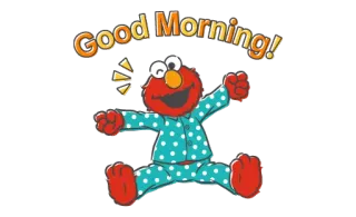 🤗 Elmo Sesame Street Good Morning! เอลโม, อรุณสวัสดิ์, เซซามีสตรีท, การ์ตูน, คำทักทาย telegram sticker