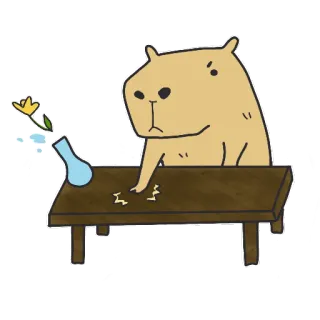 😠 Capivara, Flor, Mesa, Fofo, Animal telegram sticker
