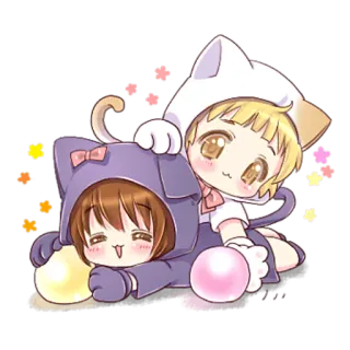 😳 Anime, Kawaii, Gato, Chibi, Lindo, Mascota telegram sticker