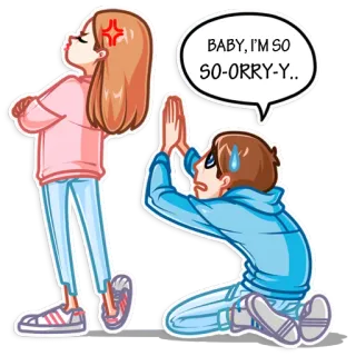 🙏 BABY, I'M SO SO-ORRY-Y.. Entschuldigung, Beziehung, Verzeihung, Cartoon, Cartoonartig, Betteln telegram sticker