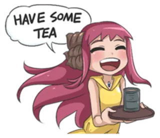 ☕ HAVE SOME TEA ชา, เครื่องดื่ม, การ์ตูน, อนิเมะ, ผู้หญิง, เครื่องดื่ม, น่ารัก telegram sticker