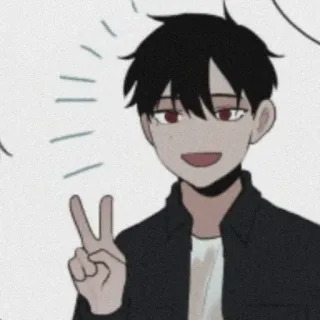 🗝 Dessin animé, Anime, Signe de paix, Personnage, Illustration telegram sticker