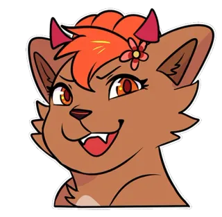😈 мультфильм, наклейка, животное, пушистый, рыжие волосы, милый telegram sticker