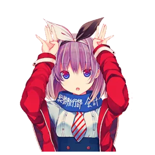 👻 総務行政部会計 anime girl, purple hair, red jacket, cute, anime style, kawaii telegram sticker