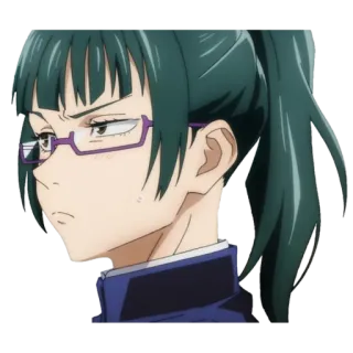 😕 Maki Zenin Jujutsu Kaisen Anime, Manga, Personaje, Mujer, Gafas, Serio, Jujutsu Kaisen whatsapp sticker