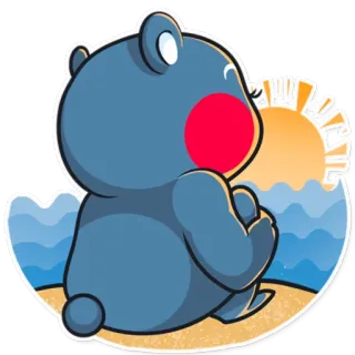 ☀ urso, desenho animado, praia, mar, animal, sol, fofo telegram sticker