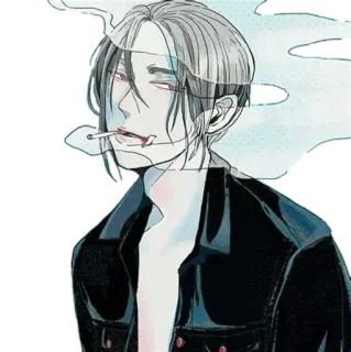 🧊 บุหรี่, สูบบุหรี่, ผู้ชาย, อนิเมะ, สเก็ตช์ telegram sticker