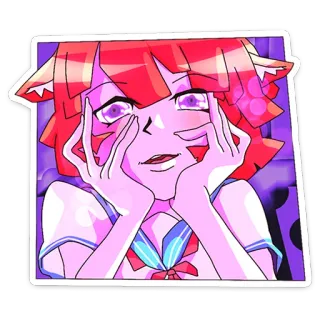 😊 动漫女孩, 猫耳, 紫色, 粉色, 角色, 卡通, 贴纸 telegram sticker