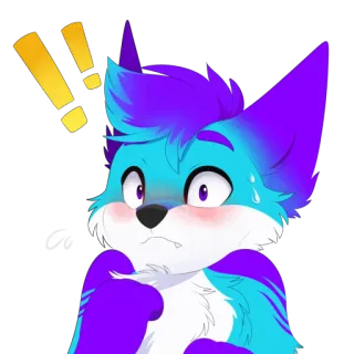 ❗️ Furry, Anthro, Zorro, Dibujo animado, Emoción, Preocupado, Asustado telegram sticker