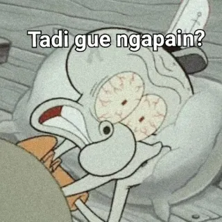 🌟 Squidward SpongeBob SquarePants Tadi gue ngapain? carlo, bob l'éponge, dessin animé, confus, mème, question whatsapp sticker