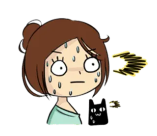 😰 Dessin animé, Sueur, Inquiet, Chat, Émotion, Illustration whatsapp sticker