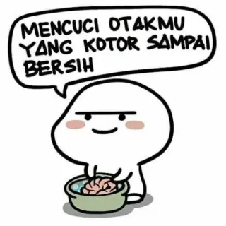 🌔 MENCUCI OTAKMU YANG KOTOR SAMPAI BERSIH Gehirnwäsche, Gehirn, Cartoon, Meme, Witz telegram sticker