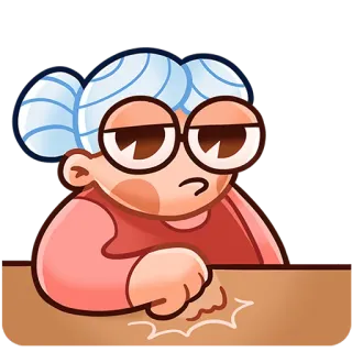 👊 nonna, cartone animato, anziana, donna, personaggio, burbero, illustrazione, vecchia whatsapp sticker
